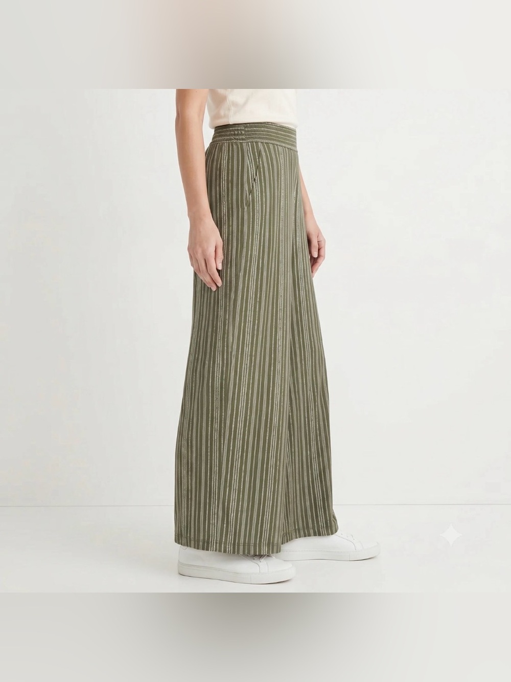 NWT Three Dots Olive Striped Wide Leg Knit Pants size XXL - Picture 3 of 9